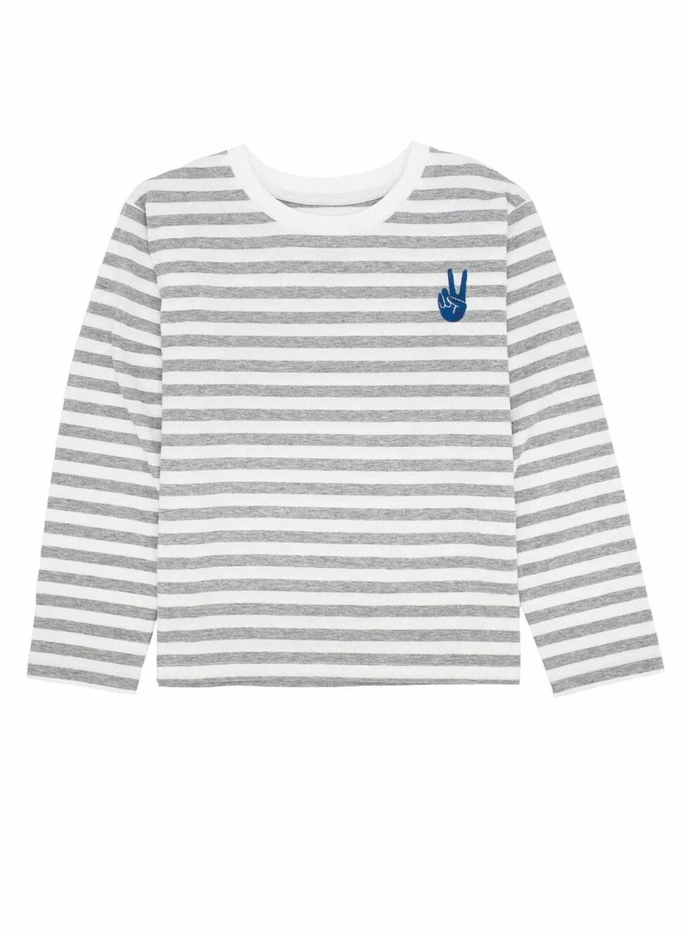 NEW FEATHER 4 ARROW kid's stripe peace tee in grey
